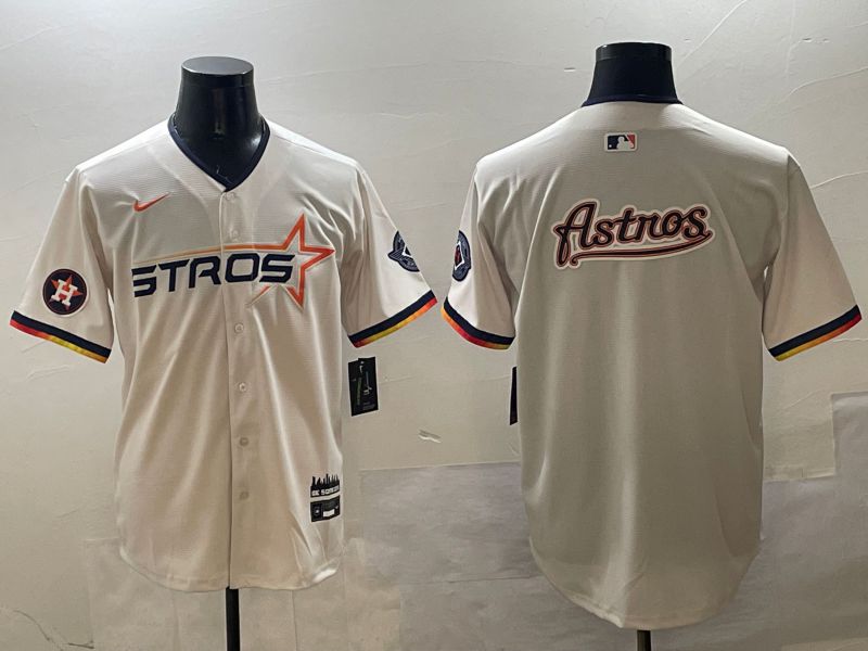 Men Houston Astros Blank Cream Three generations Joint Name 2025 Nike MLB Jersey style 14